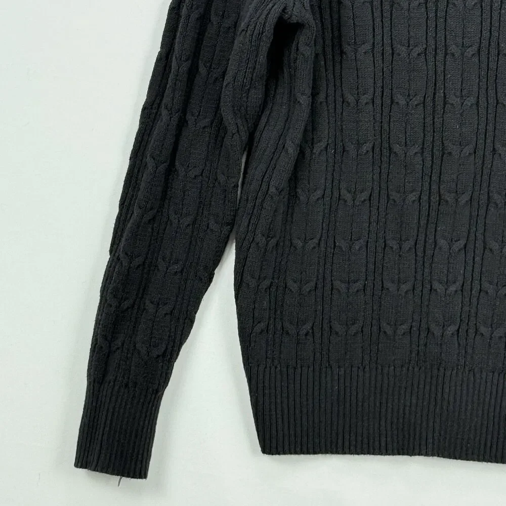 St John's Bay Women's Long Sleeve Cable Knit Sweater Size Small Black